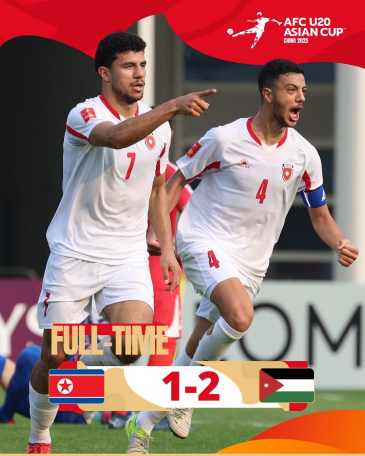  U20亞洲杯B組：朝鮮1-2不敵約旦，兩輪1分暫列B組末尾