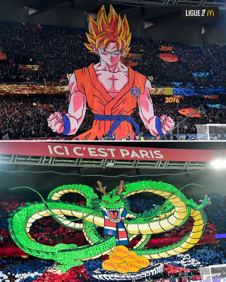  逝世一周年，法甲官推曬昔日巴黎主場龍珠TIFO：鳥山明經(jīng)典永存