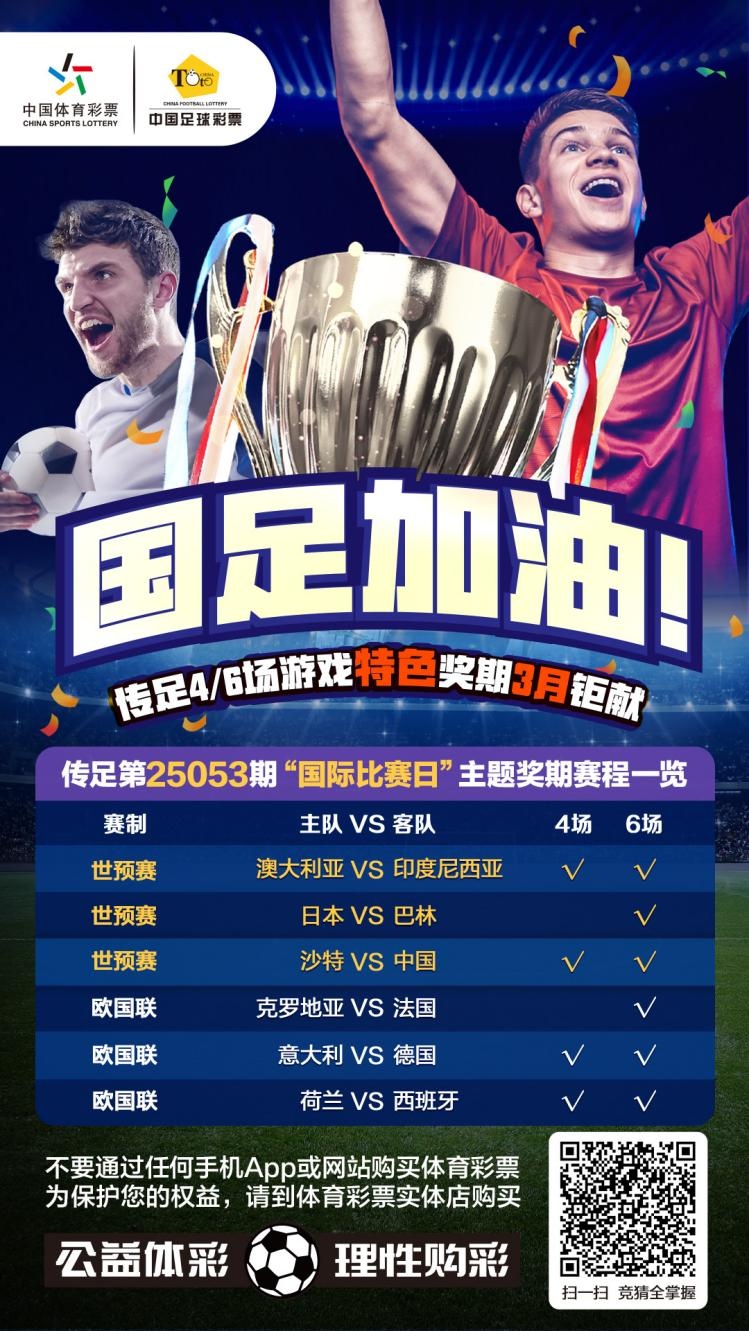  國足加油！傳足特色獎(jiǎng)期第25053期聚焦國際比賽日