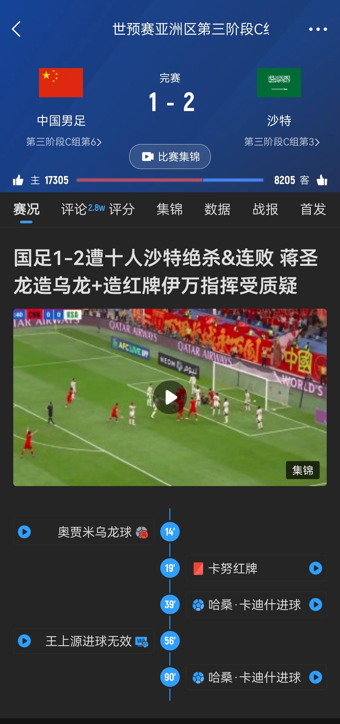  今天什么劇本？首戰(zhàn)沙特也是半場紅牌+蔣光太傷退，最后國足被翻